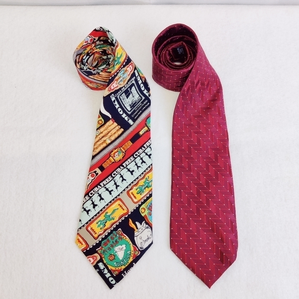 Nicole Miller Silk Neck Tie Vintage 1997 Cuba Cigars Collectible w/ FREE NM Tie